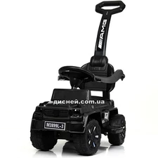 Детская каталка-толокар M 3899 L-2 Mercedes, кожаное сиденье, черная